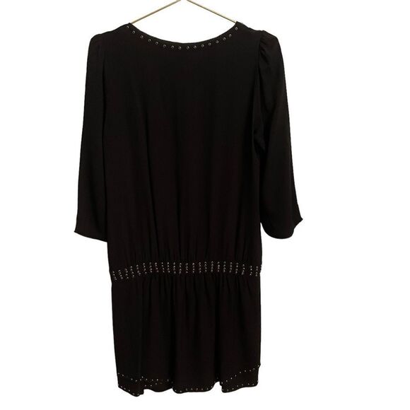 Zadig & Voltaire Deluxe Black Silk Studded V Neck Dress Size MED - Picture 6 of 8